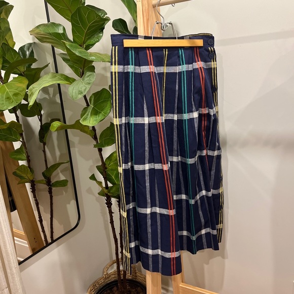 Chaus Vintage Romania Plaid Woven Skirt Button Coastal Grandma Check 10 - Picture 3 of 7